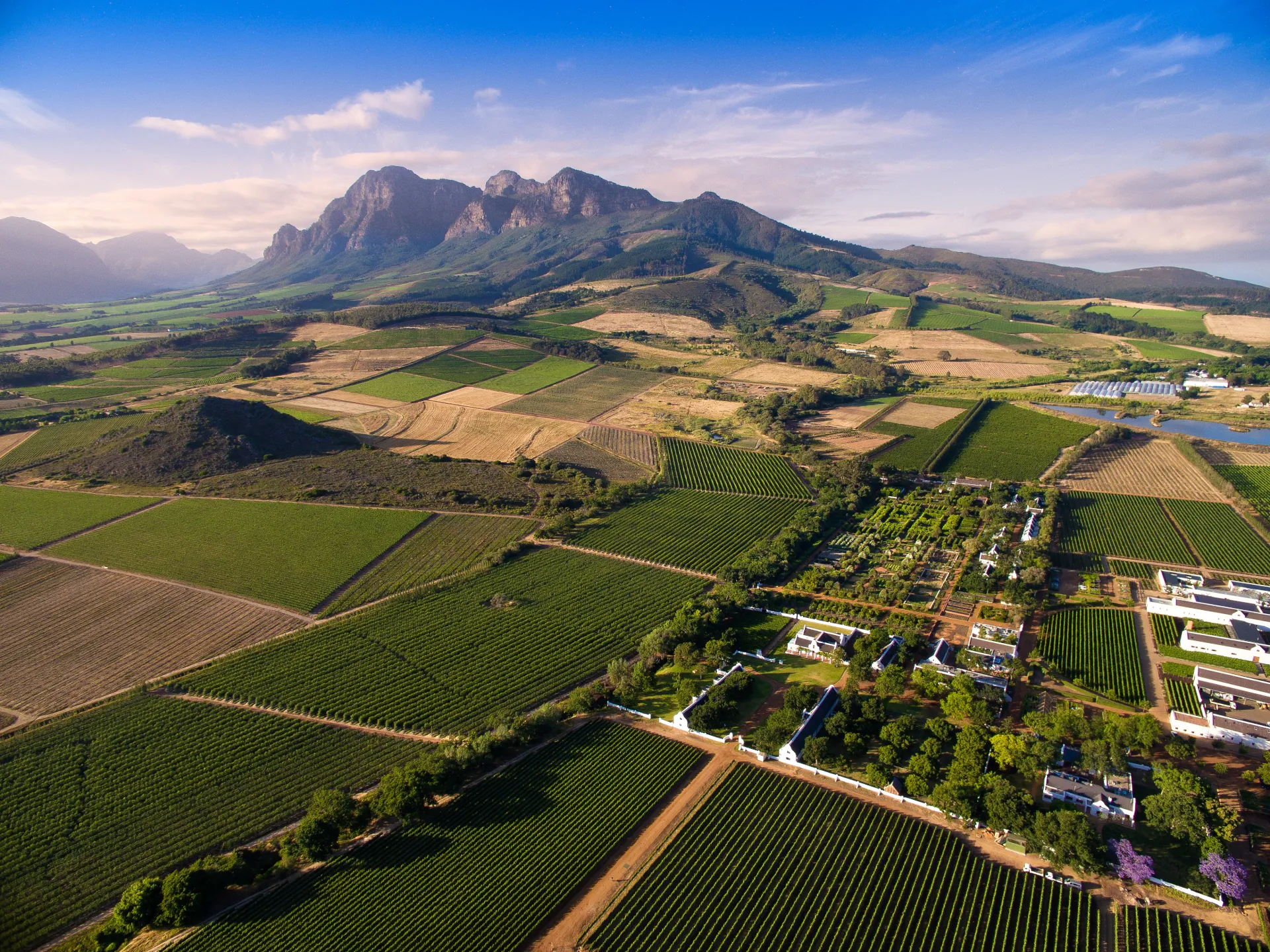 Aerial view of Babylonstoren and the Cape Winelands