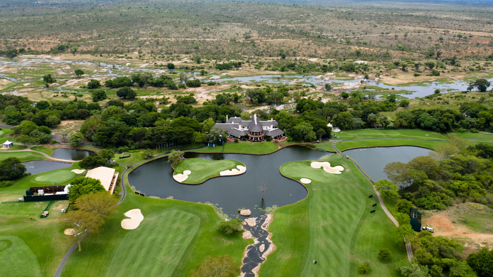 Aerial view of a South African golf course