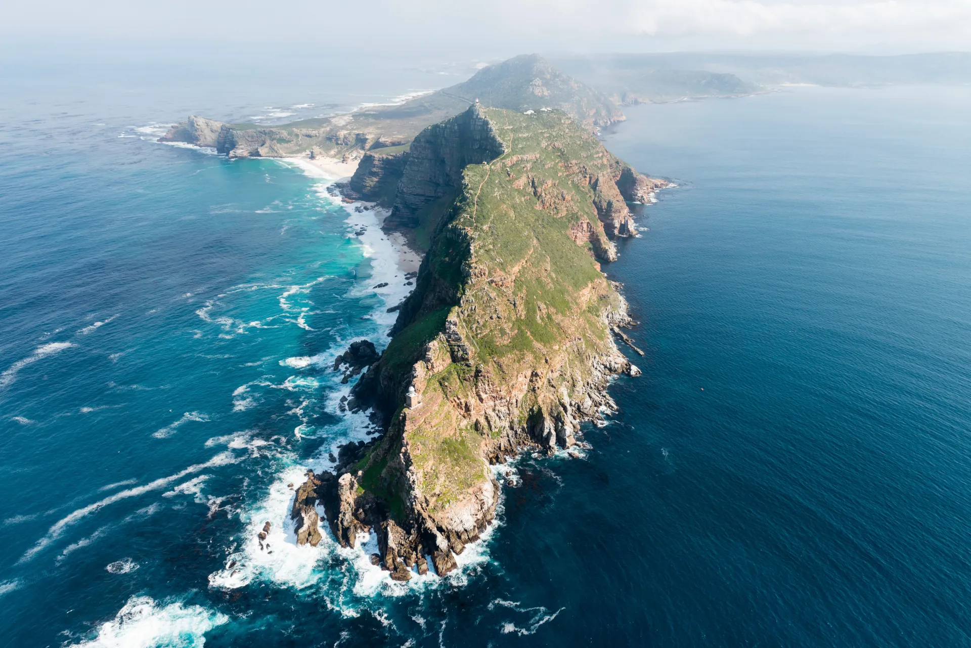 Aerial view of Cape Point and the surrounding ocean