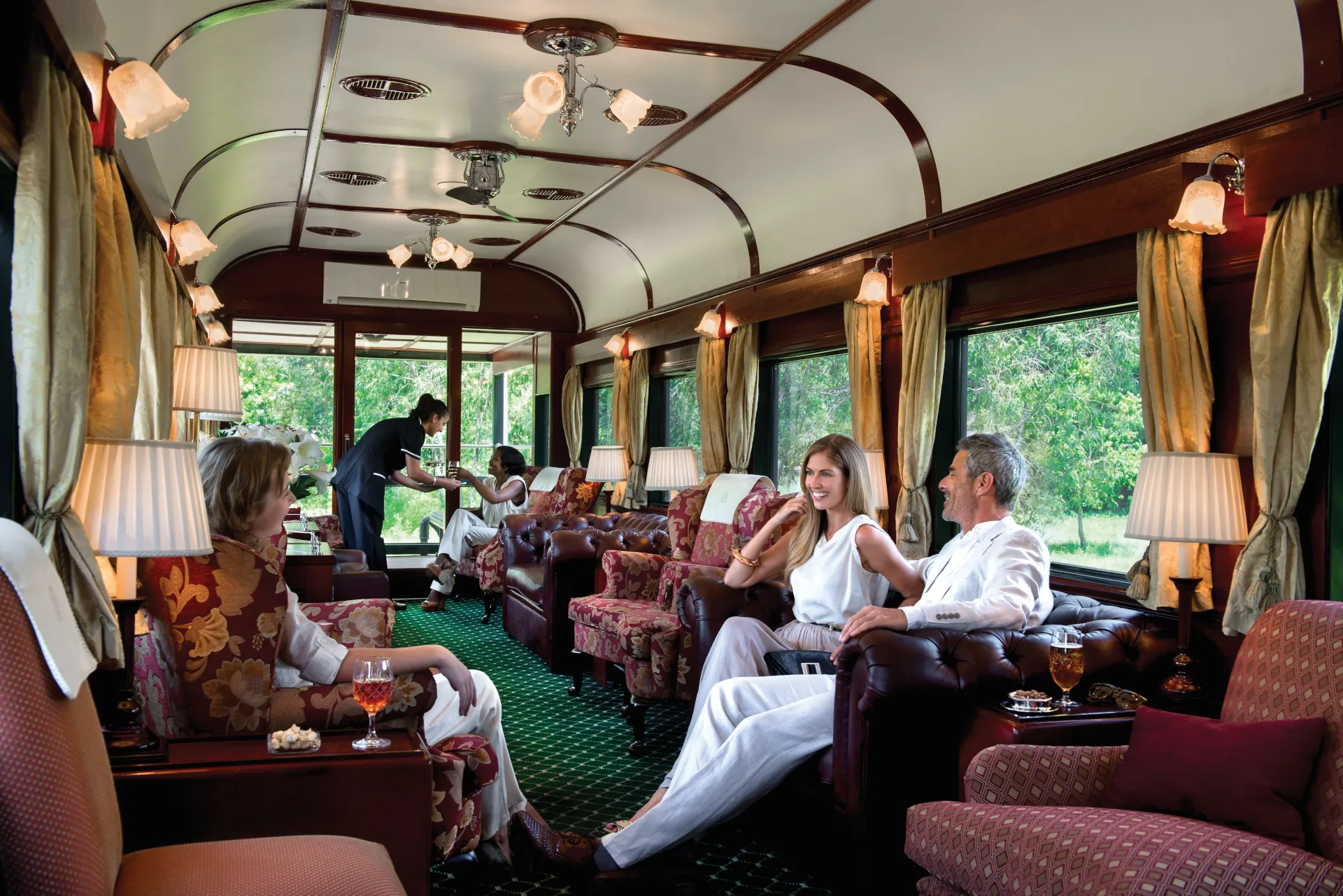 Rovos Rail carriage in warm evening light